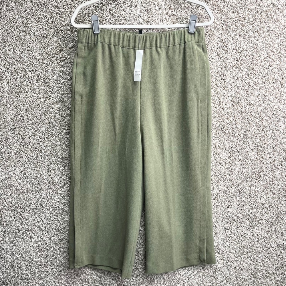 WHBM White House Black Market Pants Women's 10 Green The Soft Wide Leg Crop NWT